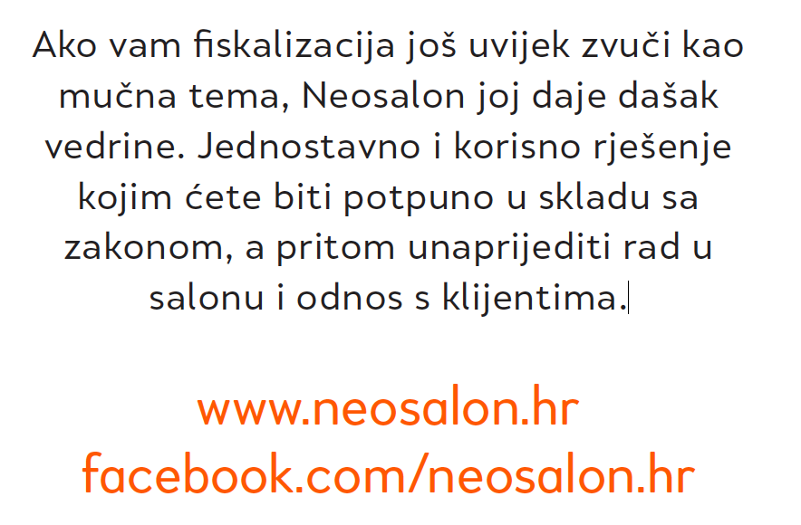 NEOSALON - FISKALIZACIJA